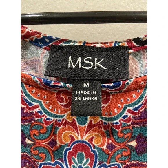 MSK Women’s Floral Dress Cold Shoulder Sleeve Size M - Picture 6 of 7